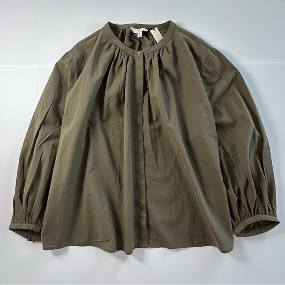 Banana Republic Tops - Banana Republic Cotton Voile Shirred Blouse in Army Green | XL | NWT